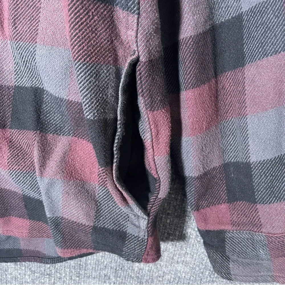 Orvis Mens Large Plaid Flannel Big Bear Shacket‎ Heavyweight Maroon Shirt Jacket